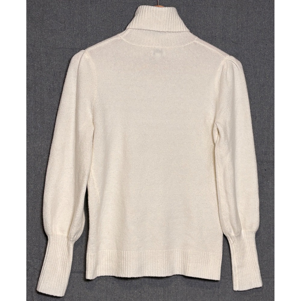 J.Crew Womens Ivory White Puff Shoulder Turtleneck Sweater AD248 Size Small - Picture 3 of 6
